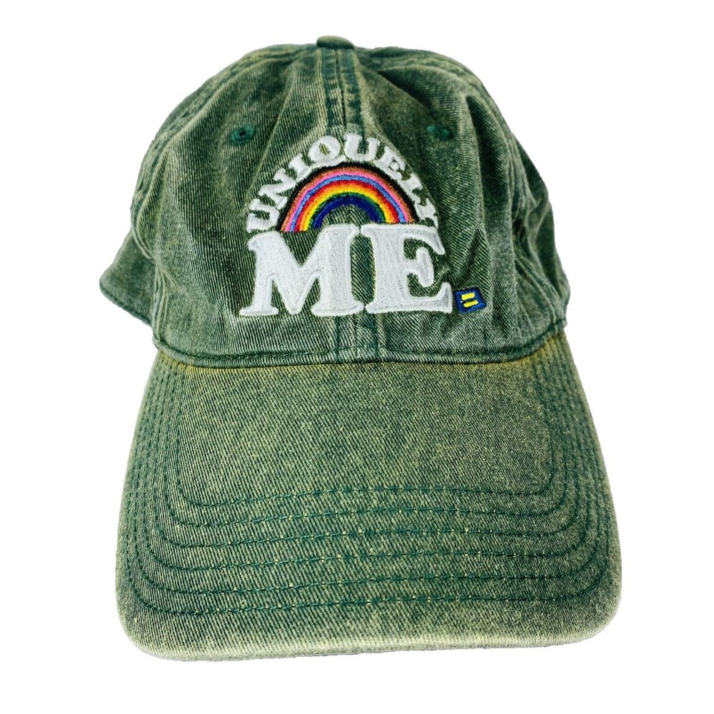 Uniquely Me Hat Pride Rainbow Green Legacy 92 Cap Human Rights Campaign Logo